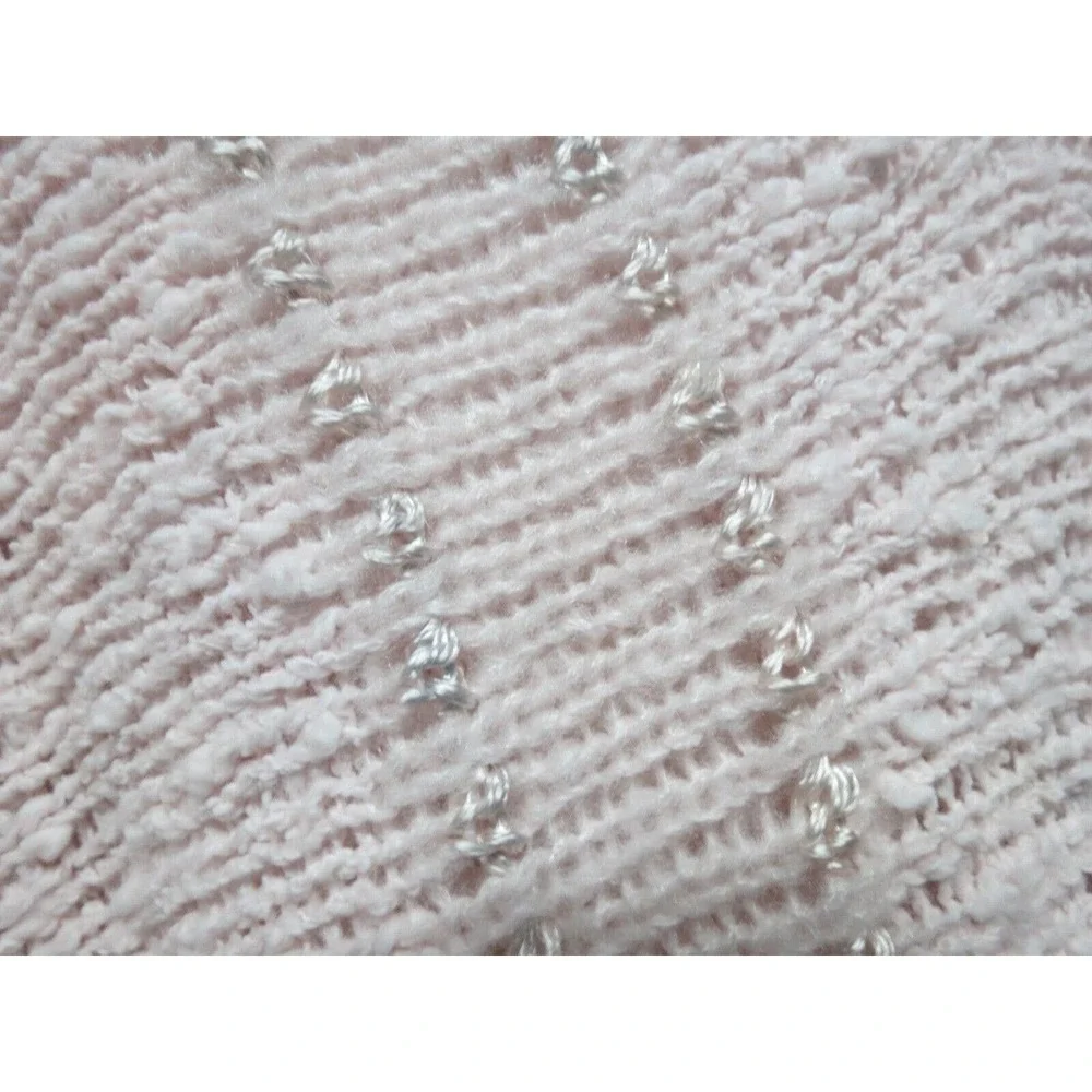 Vintage Light Pink Dolman Sleeve Textured Sweater V-Neck Size Medium